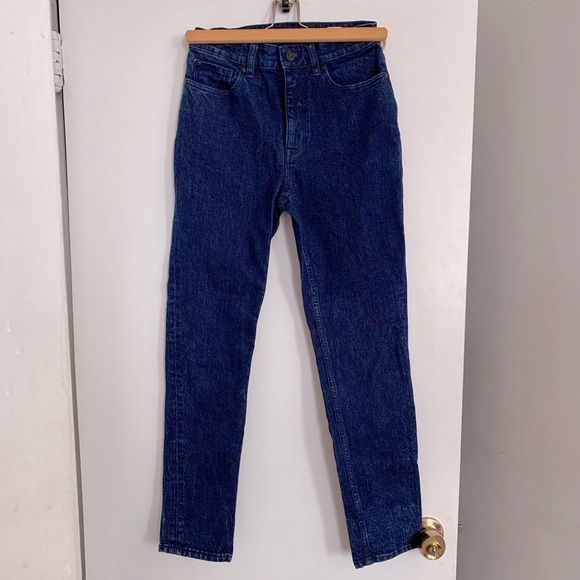 Rebecca Taylor High Rise Slim Straight Leg Jeans Sz 25. Dark wash denim - Picture 3 of 9